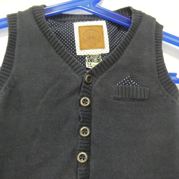 TAPE A L'OEIL | 12 months | Navy Blue Button-Up Sweater Vest - Picture 4 of 16